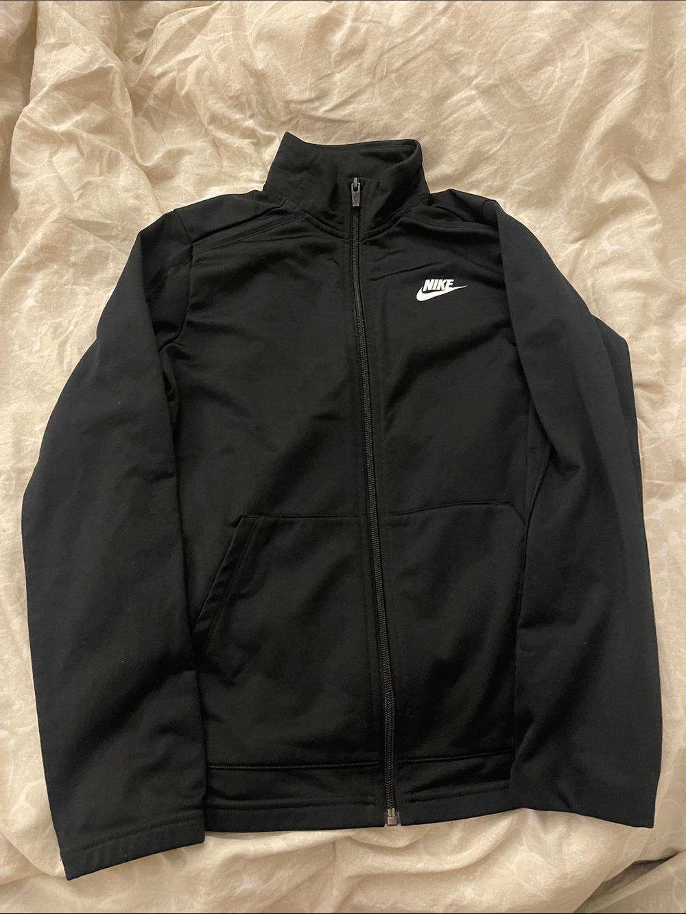 Nike Black Full-Zip Lightweight Jacket with White Swoosh